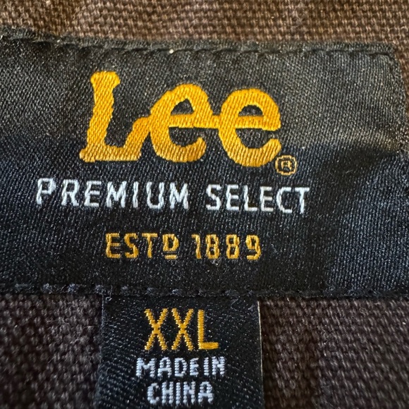Lee Premium Select Men's Sherpa Lined Canvas Zip-Up Hooded Jacket XXL Brown - Picture 5 of 6